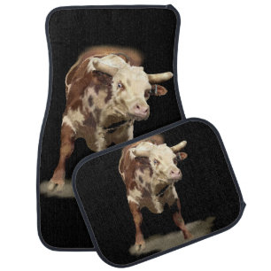 Bucking Bull Western Rodeo Ranch Cowboy Art Car Floor Mat