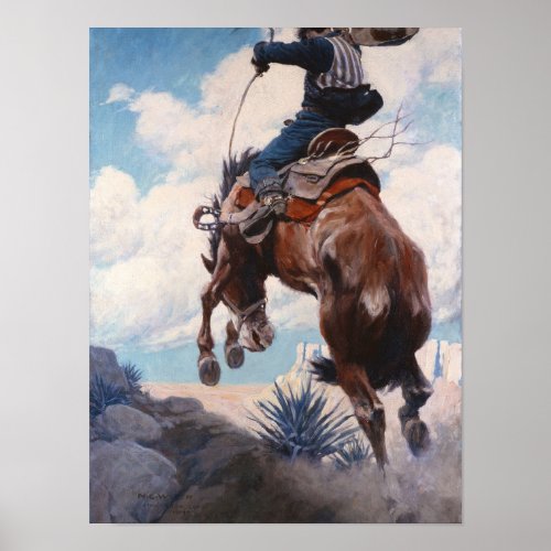 Bucking by Newell Convers Wyeth Poster
