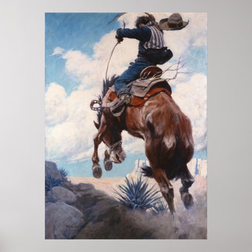 Bucking by Newell Convers Wyeth Poster