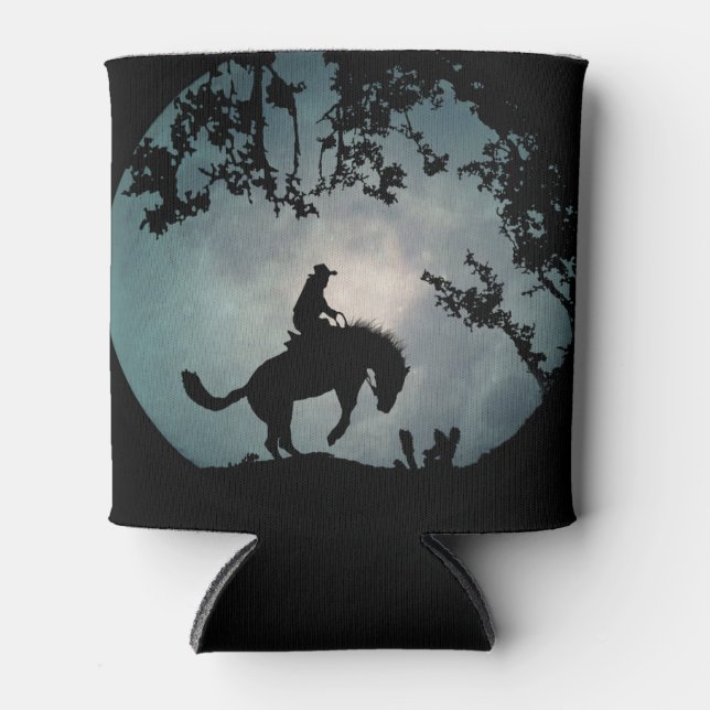 Bucking Horse and Cowboy Can Cooler (Front)