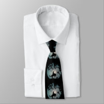 Bucking Horse and Full Moon Cowboy Neck Tie
