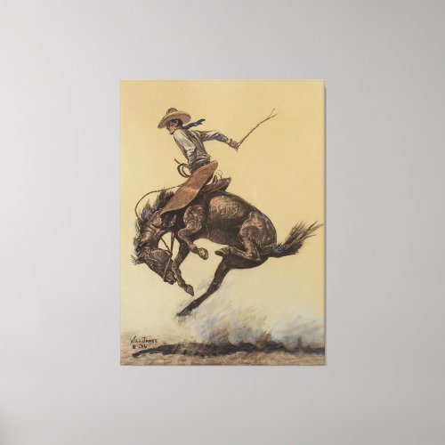 Bucking Horse Western Art by Will James Canvas Print