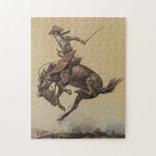 Bucking Horse Western Art by Will James Jigsaw Puzzle