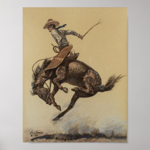 “Bucking Horse” Western Art by Will James Poster
