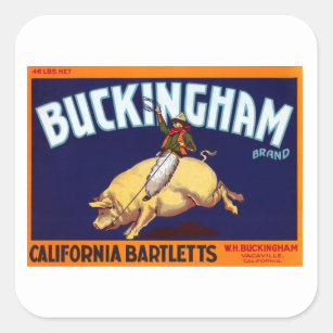 Buckingham Brand California Bartletts Square Sticker