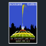Buckingham Fountain Chicago Vintage WPA Poster<br><div class="desc">Buckingham Fountain Chicago Vintage WPA Poster</div>