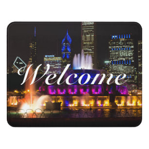 Buckingham Fountain Chicago Welcome Door Sign