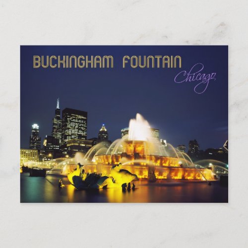Buckingham Fountain illuminated Chicago Postcard