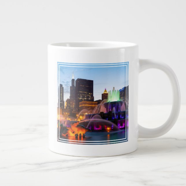 Buckingham Fountain Lit At Night Giant Coffee Mug (Right)