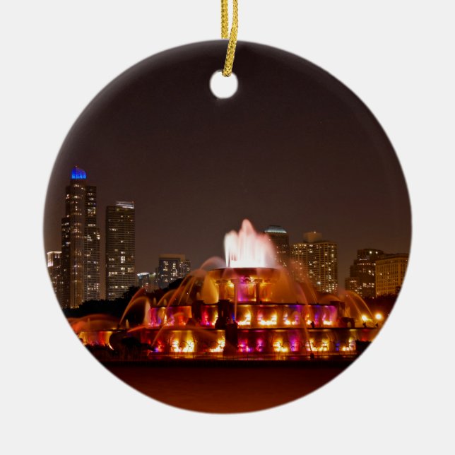 Buckingham Fountain -Oranges Ceramic Ornament (Front)
