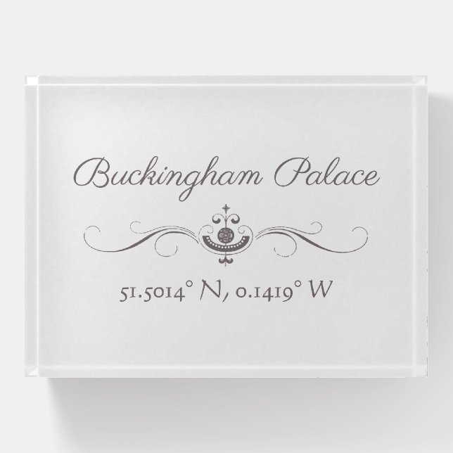 Buckingham Palace Latitude and Longitude  Paperweight (Front)