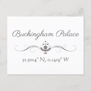 Buckingham Palace Latitude and Longitude Postcard