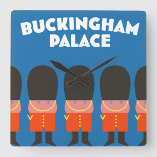 Buckingham Palace London by train Mouse Pad Glass Square Wall Clock