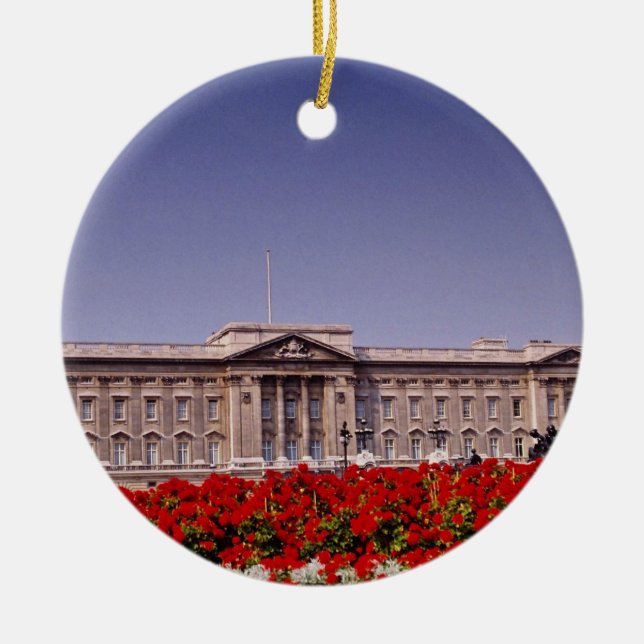 Buckingham Palace, London, England flowers Ceramic Ornament (Front)