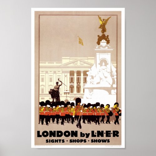 Buckingham Palace London Vintage Travel Poster