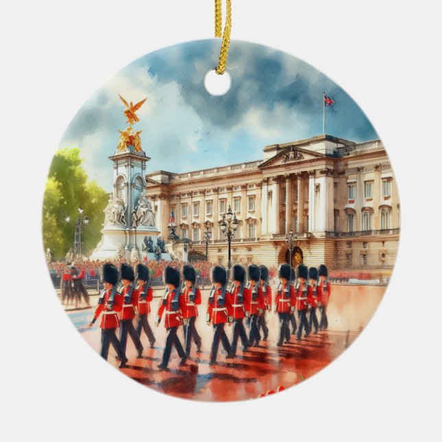 Buckingham Palace London Watercolor Ceramic Ornament (Front)