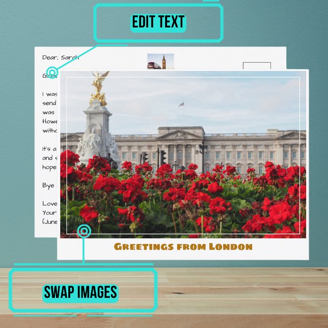 Buckingham Palace with Flowers London England Postcard (Share your experiences with these stylish template postcards.)