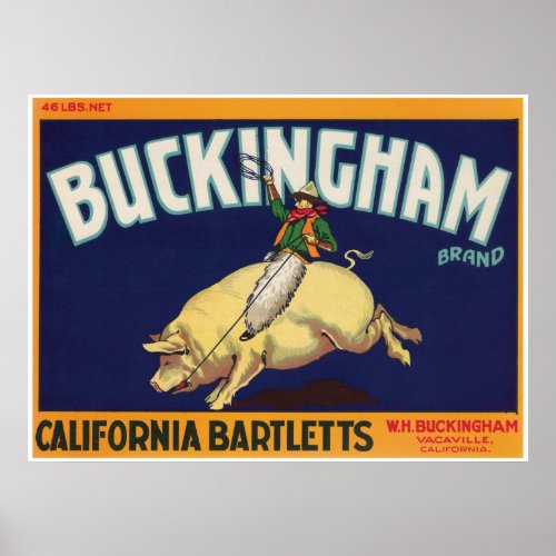 Buckingham Vacaville California Bartletts Cowboy Poster