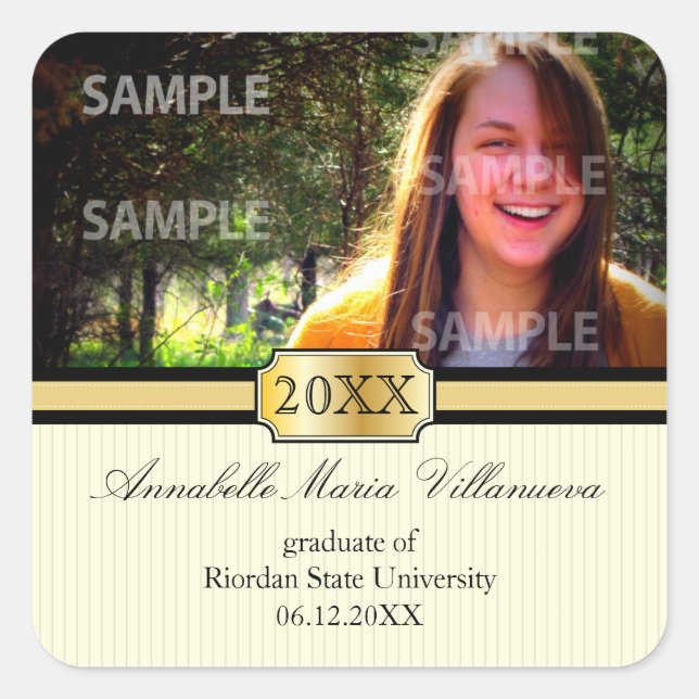 Buckle Band Graduation Announcement Sticker (Front)