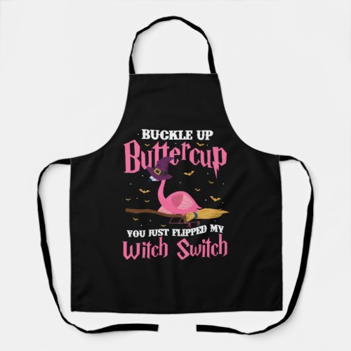 Buckle Up Buttercup Flamingo Halloween Party Apron
