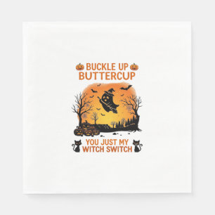 Buckle Up Buttercup Halloween Ghost Witch Hat Broo Napkins