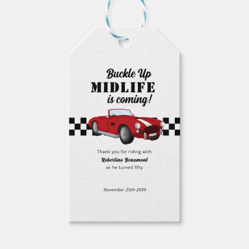 Buckle Up Funny Midlife Car 50th Birthday Gift Tags