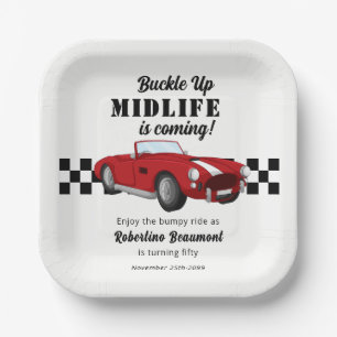 Buckle Up Funny Midlife Car 50th Birthday Paper Plates