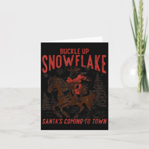 Buckle Up Snowflake Santa Cowboy Western Holiday C Card