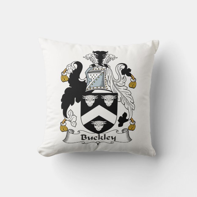 Buckley Family Crest Throw Pillow (Front)