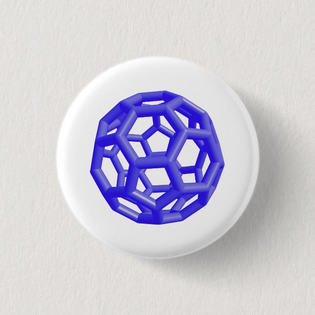 Buckminsterfullerene Molecule (Blue) Button (Front)
