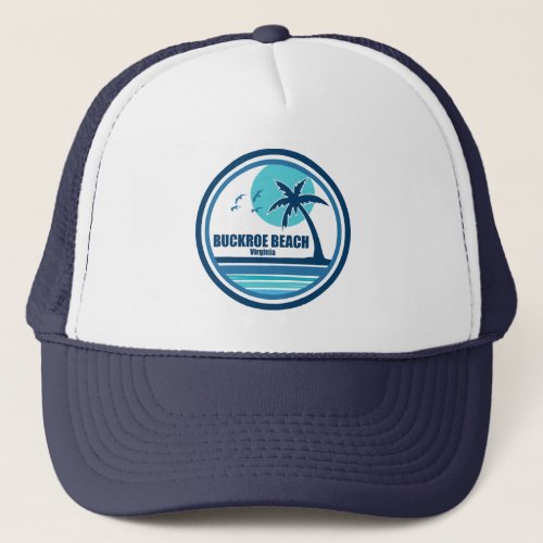 Buckroe Beach Virginia Palm Tree Birds Trucker Hat