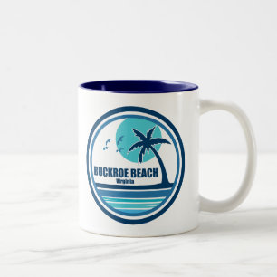 Buckroe Beach Virginia Palm Tree Birds Two-Tone Coffee Mug