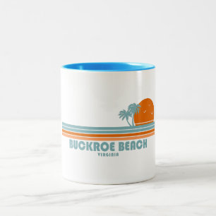 Buckroe Beach Virginia Sun Palm Trees Two-Tone Coffee Mug