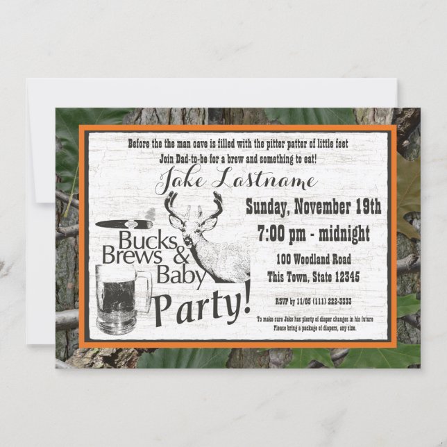 Bucks Beer and Baby Shower Invitation (Front)