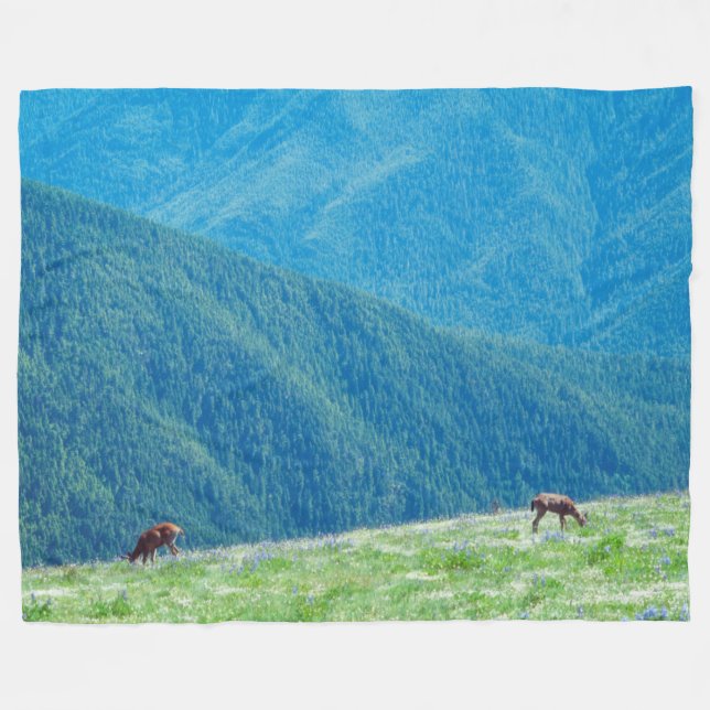 Bucks by the Mountains Fleece Blanket (Front (Horizontal))