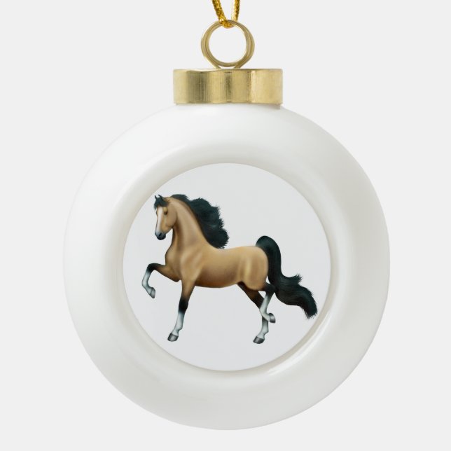 Buckskin American Saddlebred Horse Ornament (Front)