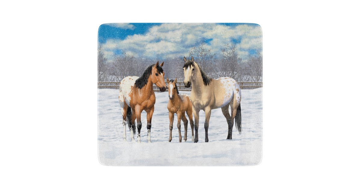 Blue Mare Watercolor Art Horse Lover Glass Cutting Board - The