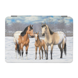 Buckskin Appaloosa Horses In Snow iPad Mini Cover