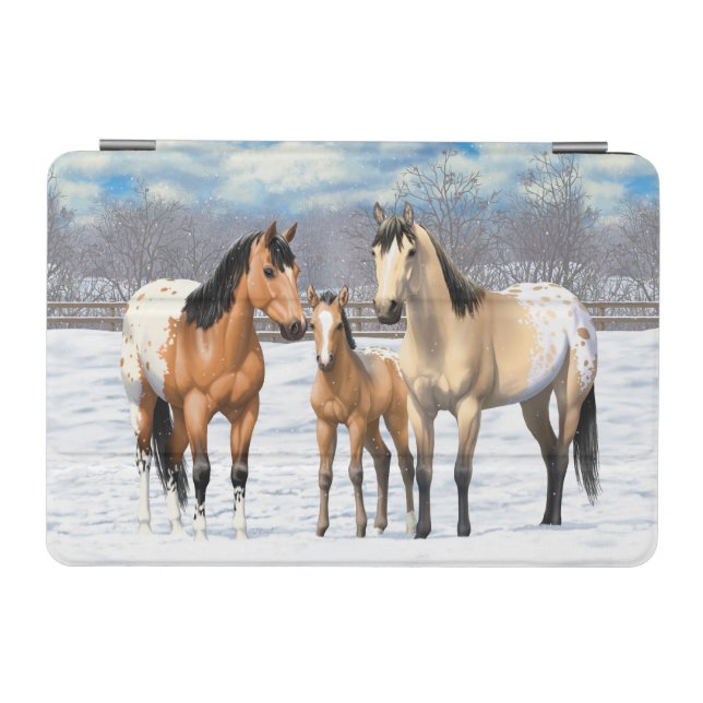 Buckskin Appaloosa Horses In Snow iPad Mini Cover (Horizontal)