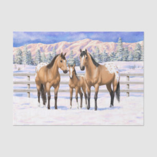 Buckskin Appaloosa Horses In Snow Tissue Paper