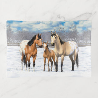 Buckskin Appaloosa Horses In Snow Trinket Tray