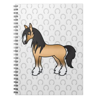 Buckskin Cartoon Gypsy Vanner Shire Horse Notebook