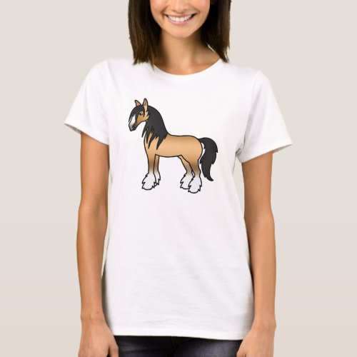 Buckskin Cartoon Gypsy Vanner Shire Horse T_Shirt
