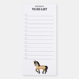 Buckskin Cute Cartoon Trotting Horse To Do List Magnetic Notepad