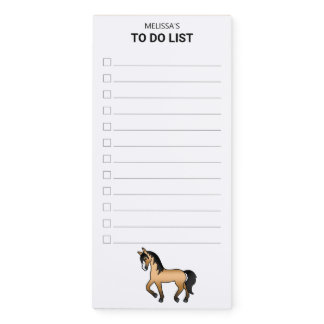 Buckskin Cute Cartoon Trotting Horse To Do List Magnetic Notepad