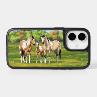 Buckskin Dun Pinto Paint Horses In Summer Pasture iPhone 17 Case