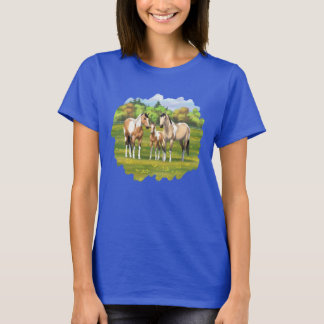 Buckskin Dun Pinto Paint Horses In Summer Pasture T-Shirt