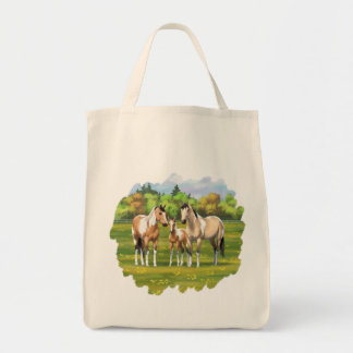 Buckskin Dun Pinto Paint Horses In Summer Pasture Tote Bag