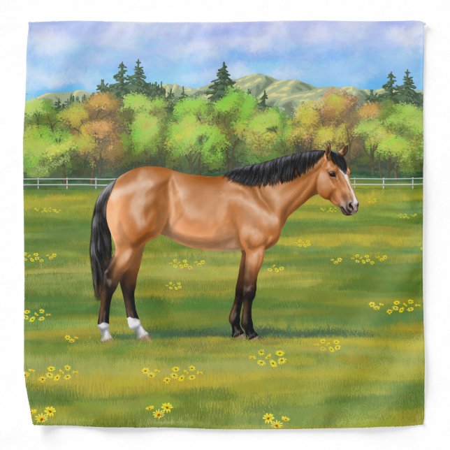 Buckskin Dun Quarter Horse Bandana (Front)