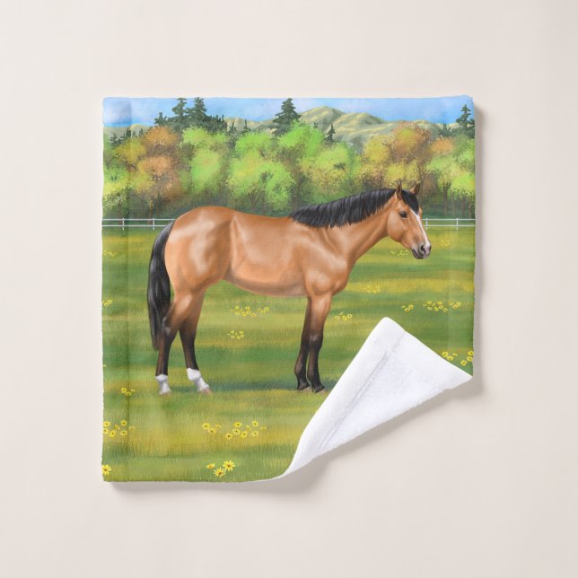 Buckskin Dun Quarter Horse Bath Towel Set (Wash Cloth)